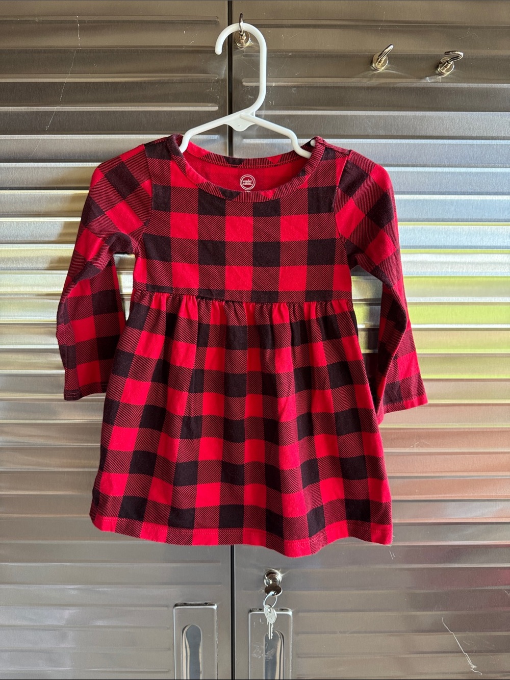 wonder nation Red and Black Buffalo Plaid Long-Sleeve Dress